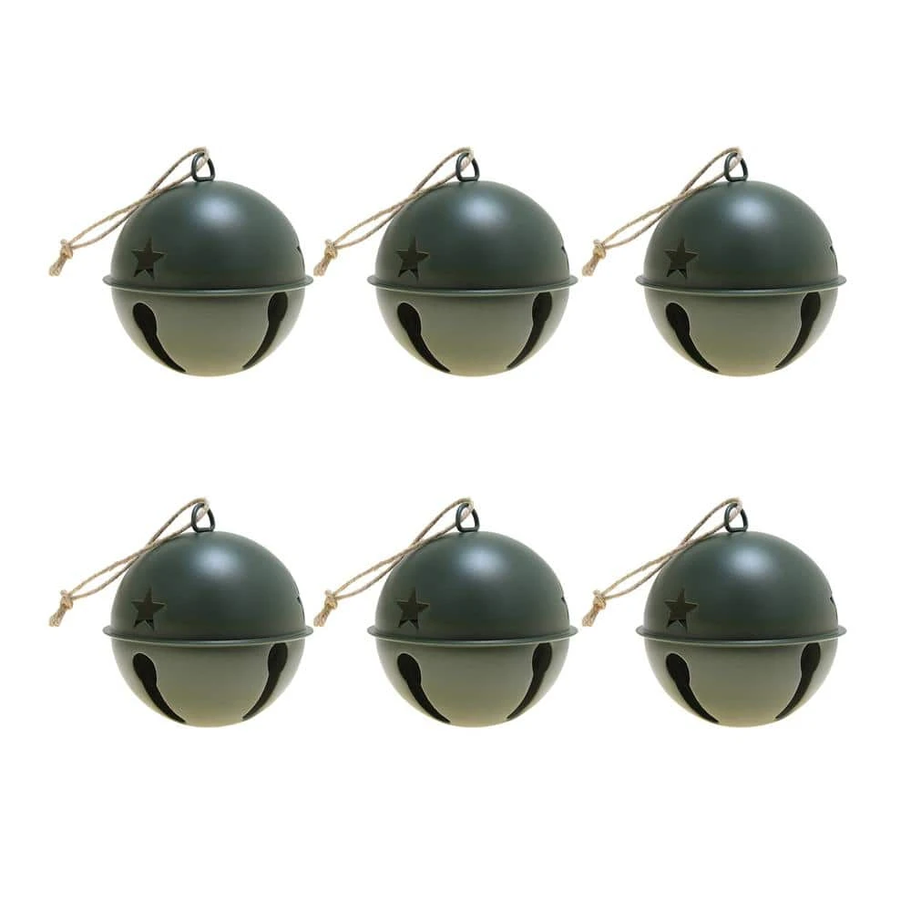 3.35 In. Green Metal Jingle Bell Christmas Ornament (6-Pack) 2 3.35 In. Green Metal Jingle Bell Christmas Ornament (6-Pack) - Image 2