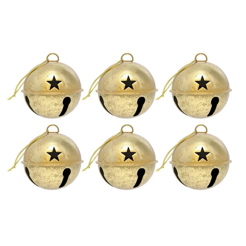3.35 In. Gold Foil Metal Jingle Bell Christmas Ornament (6-Pack) 2 3.35 In. Gold Foil Metal Jingle Bell Christmas Ornament (6-Pack) - Image 2