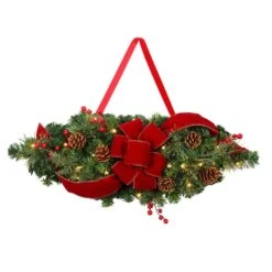 28 In. Pre-lit Classic Greenery Window Artificial Christmas Swag