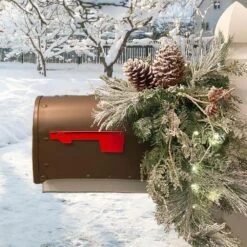 36 In. Pre-lit Snowfall Creek Mailbox Artificial Christmas Swag -Northlight Shop haute decor christmas swag dcsw3602 31 1000
