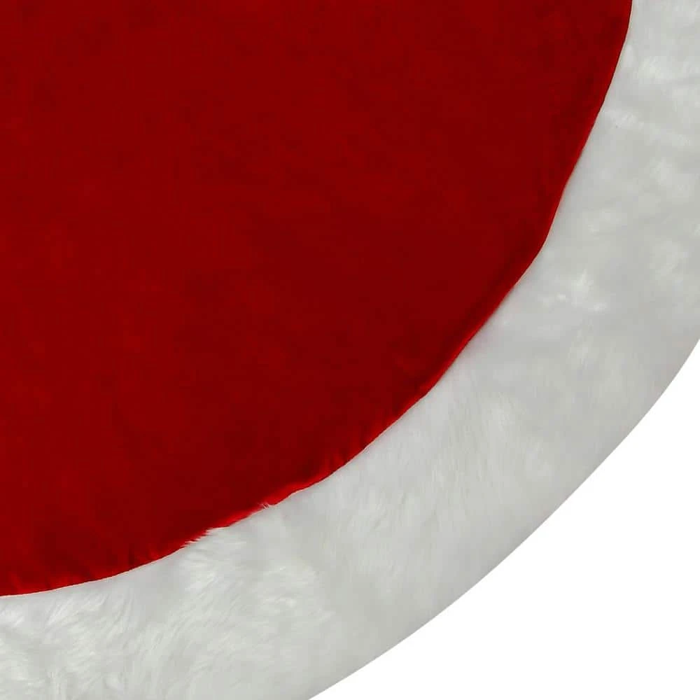 54 In. Burgundy Velvet Fabric Christmas Tree Skirt 3 54 In. Burgundy Velvet Fabric Christmas Tree Skirt - Image 3