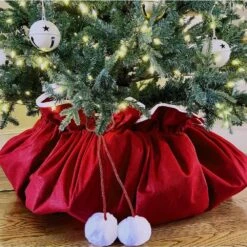 80 In. Burgundy Polyester Santa Bag Christmas Tree Skirt 6 80 In. Burgundy Polyester Santa Bag Christmas Tree Skirt -Northlight Shop haute decor christmas tree skirts sbts8001 4f 1000