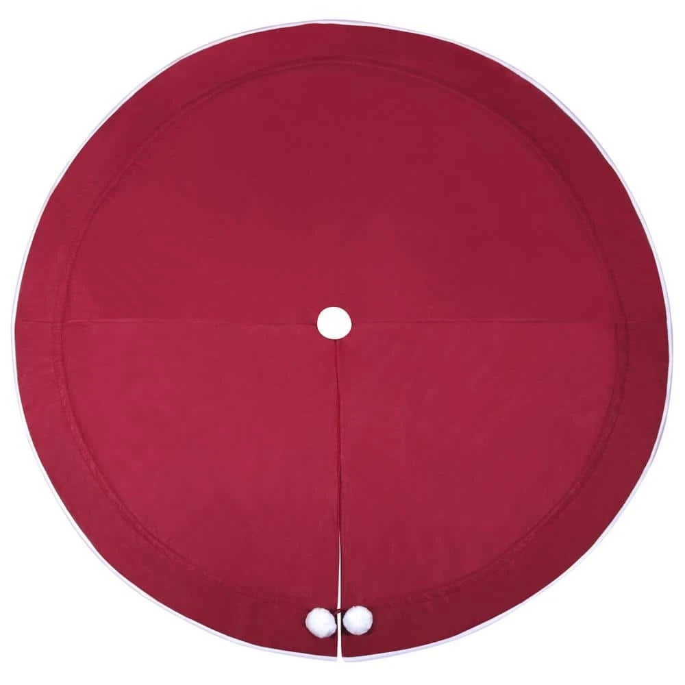 80 In. Burgundy Polyester Santa Bag Christmas Tree Skirt 1 80 In. Burgundy Polyester Santa Bag Christmas Tree Skirt