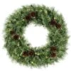 24 In. Green Battery Operated Prelit LED Cashmere Artificial Christmas Wreath With Pinecones -Northlight Shop haute decor christmas wreaths dcwr2410 64 1000