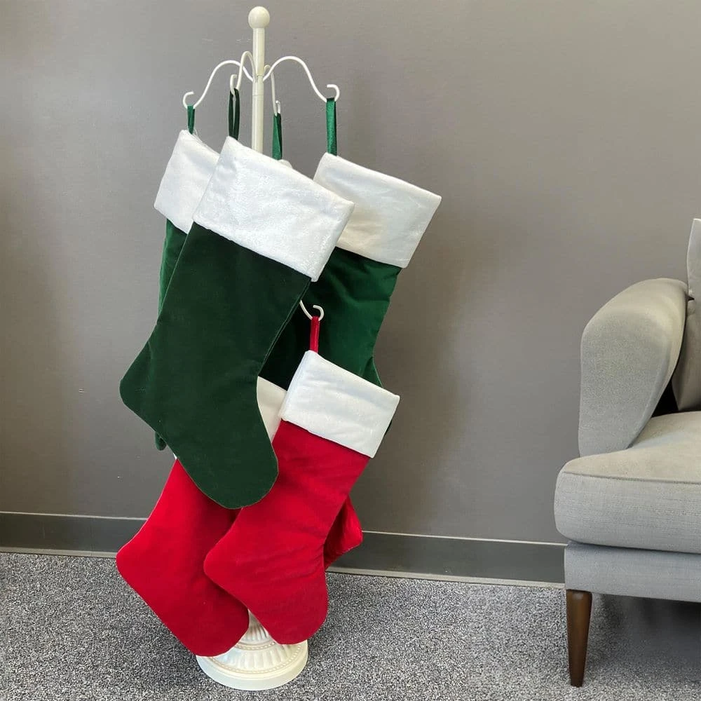 42 In. Ivory Metal Stocking Holder And Wreath Tree (8-Hook Design) 4 42 In. Ivory Metal Stocking Holder And Wreath Tree (8-Hook Design) - Image 4