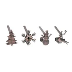 Oil-Rubbed Bronze MantleClip Stocking Holder With Assorted Holiday Icons (4-Pack)