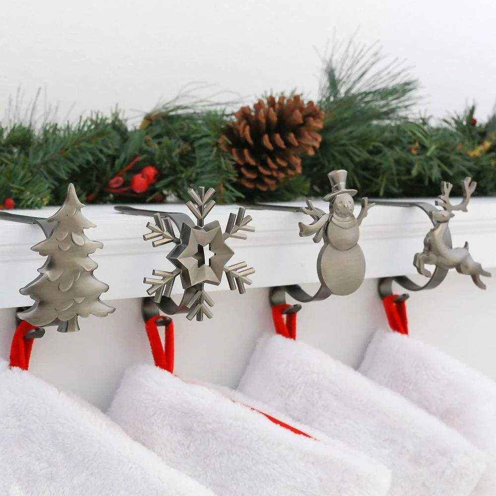 Original MantleClip 3 In. Pewter Stocking Holder 4-Pack With Assorted Holiday Icons 2 Original MantleClip 3 In. Pewter Stocking Holder 4-Pack With Assorted Holiday Icons - Image 2