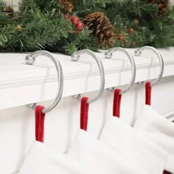 3.1 In. Silver Metal MantleClip Chic Stocking Holder 4-pack -Northlight Shop haute decor stocking holders mcc0404 31 1000