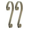 Antique Brass Embossed Holly Stocking Scrolls Stocking Holders (2-Pack) -Northlight Shop haute decor stocking holders ss0221 64 1000