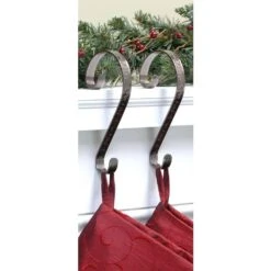 Stocking Scrolls Stocking Holders Bronze Embossed Holly (2-Pack)
