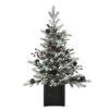 3 Ft. Unlit Flocked Stockhorn Artificial Christmas Tree With Black Wooden Pot -Northlight Shop haute decor unlit christmas trees dcct0302u 64 1000