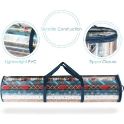 40 In. Blue Gift Wrapping Paper Storage Box And Holiday Accessories Storage And Waterproof Wrapping Storage Bag -Northlight Shop hearth harbor wrapping paper storage hhhs01 hhhs02 44 1000