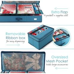 Blue Large Christmas Wrapping Paper Storage Box 9 Blue Large Christmas Wrapping Paper Storage Box -Northlight Shop hearth harbor wrapping paper storage hhhs08 1f 1000