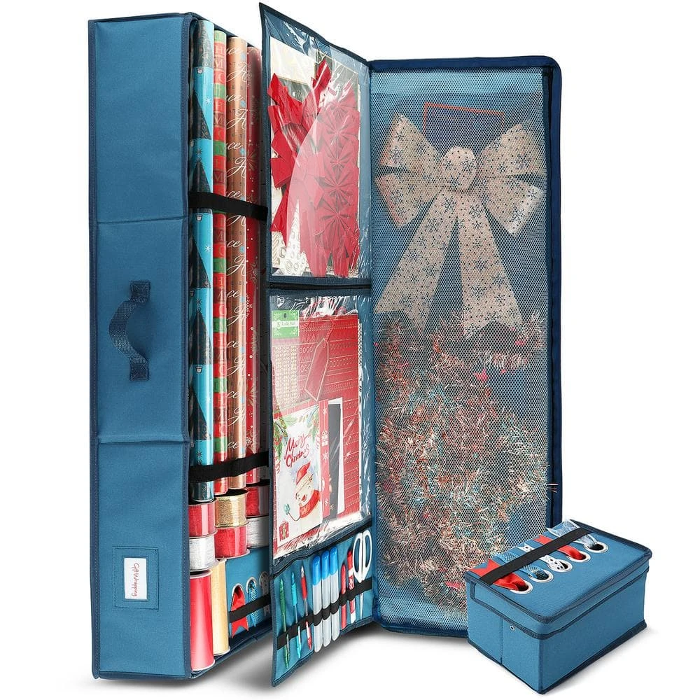 Blue Large Christmas Wrapping Paper Storage Box 2 Blue Large Christmas Wrapping Paper Storage Box - Image 2