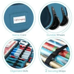 Blue Extra-large Christmas Wrapping Paper Storage Box With Wheels -Northlight Shop hearth harbor wrapping paper storage hhhs09 44 1000