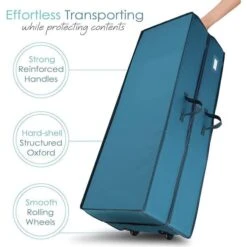 Blue Extra-large Christmas Wrapping Paper Storage Box With Wheels -Northlight Shop hearth harbor wrapping paper storage hhhs09 4f 1000