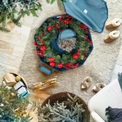 30 In. Blue Non-Woven Fabric Wreath Storage Container -Northlight Shop hearth harbor wreath storage hhhs12 30 31 1000