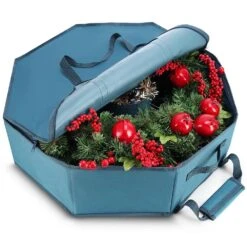 30 In. Blue Non-Woven Fabric Wreath Storage Container