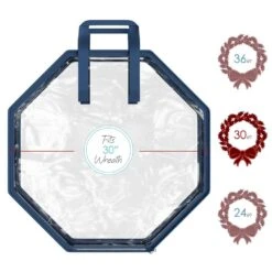 30 In. Blue PVC Large Christmas Wreath Storage Box -Northlight Shop hearth harbor wreath storage hhhs13 30 1f 1000