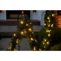 50 Ft. Long Pre-Lit Christmas Garland Pathway Lights 400 5 Mm Warm White LED Lights - 6 Shepherds Hooks Included -Northlight Shop holiscapes christmas pathway lights garland pathway 1f 1000