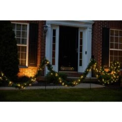 50 Ft. Long Pre-Lit Christmas Garland Pathway Lights 400 5 Mm Warm White LED Lights - 6 Shepherds Hooks Included -Northlight Shop holiscapes christmas pathway lights garland pathway 44 1000