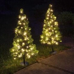3 Ft. Tall White LED Lighted Pathway Christmas Trees, A/C Powered (2-Pack) -Northlight Shop holiscapes christmas pathway lights tree w 2pk ac c3 1000