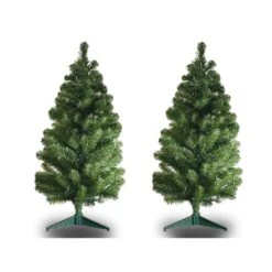 3 Ft. Tall White LED Lighted Pathway Christmas Trees, Battery Powered (2-Pack) -Northlight Shop holiscapes christmas pathway lights tree w 2pk b 1f 1000