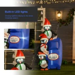 HOMCOM 6 Ft. Pre-Lit LED Penguin Mailbox Christmas Inflatable With Water-Resistant Materials -Northlight Shop homcom christmas inflatables 844 304 1f 1000