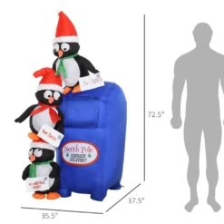 HOMCOM 6 Ft. Pre-Lit LED Penguin Mailbox Christmas Inflatable With Water-Resistant Materials -Northlight Shop homcom christmas inflatables 844 304 c3 1000