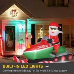 HOMCOM 82.75 In Santa Claus With Snowmobile Christmas Inflatable Automatic Inflation And LED Lights -Northlight Shop homcom christmas inflatables 844 376v80 44 1000