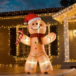 HOMCOM 8 Ft. X 5.5 Ft. Pre-Lit LED Holiday Characters Christmas Inflatable -Northlight Shop homcom christmas inflatables 844 380v80 4f 1000
