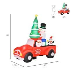HOMCOM 8.2 Ft. Inflatable Santa Claus Driving A Car With Snowman, Penguin, Tree And Gift Box, Indoor Outdoor Decoration -Northlight Shop homcom christmas inflatables 844 407 1f 1000