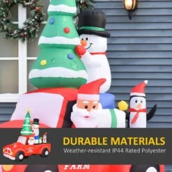 HOMCOM 8.2 Ft. Inflatable Santa Claus Driving A Car With Snowman, Penguin, Tree And Gift Box, Indoor Outdoor Decoration -Northlight Shop homcom christmas inflatables 844 407 fa 1000