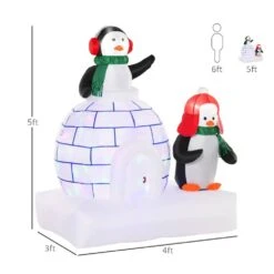 HOMCOM 5 Ft. X 4 Ft. Pre-Lit LED Penguin Christmas Inflatable -Northlight Shop homcom christmas inflatables 844 409v80 4f 1000