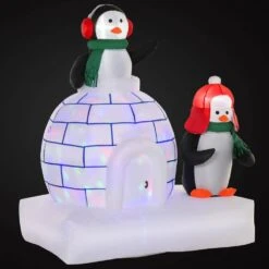 HOMCOM 5 Ft. X 4 Ft. Pre-Lit LED Penguin Christmas Inflatable