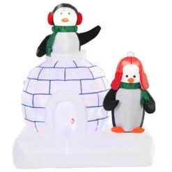 HOMCOM 5 Ft. X 4 Ft. Pre-Lit LED Penguin Christmas Inflatable -Northlight Shop homcom christmas inflatables 844 409v80 76 1000