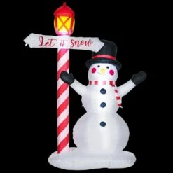 HOMCOM 6.97 Ft. H X 4.43 Ft. W Christmas Inflatables Snowman With Street Light Blow-Up Outdoor LED
