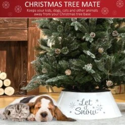 HOMCOM 26 In. White Steel Home Xmas Decoration Christmas With Snowflake Printed Christmas Tree Collar 8 HOMCOM 26 In. White Steel Home Xmas Decoration Christmas With Snowflake Printed Christmas Tree Collar -Northlight Shop homcom christmas tree collars 830 426 1f 1000