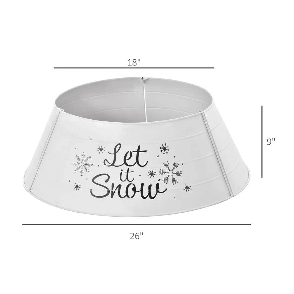 HOMCOM 26 In. White Steel Home Xmas Decoration Christmas With Snowflake Printed Christmas Tree Collar 3 HOMCOM 26 In. White Steel Home Xmas Decoration Christmas With Snowflake Printed Christmas Tree Collar - Image 3