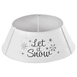 HOMCOM 26 In. White Steel Home Xmas Decoration Christmas With Snowflake Printed Christmas Tree Collar