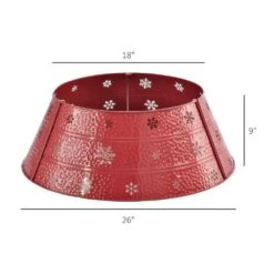 HOMCOM 26 In. Red Steel Home Xmas Decoration Christmas With Snowflake Printed Christmas Tree Collar 5 HOMCOM 26 In. Red Steel Home Xmas Decoration Christmas With Snowflake Printed Christmas Tree Collar -Northlight Shop homcom christmas tree collars 830 427 4f 1000