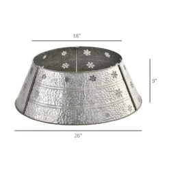 HOMCOM 26 In. Silver Steel Home Xmas Decoration Christmas With Snowflake Printed Christmas Tree Collar -Northlight Shop homcom christmas tree collars 830 428 4f 1000