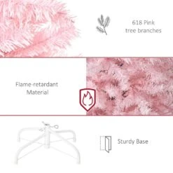 HOMCOM 6 Ft. Artificial Christmas Tree Holiday Xmas Pencil Tree Decoration With Automatic Open For Home Party, Pink -Northlight Shop homcom unlit christmas trees 830 388v01 76 1000