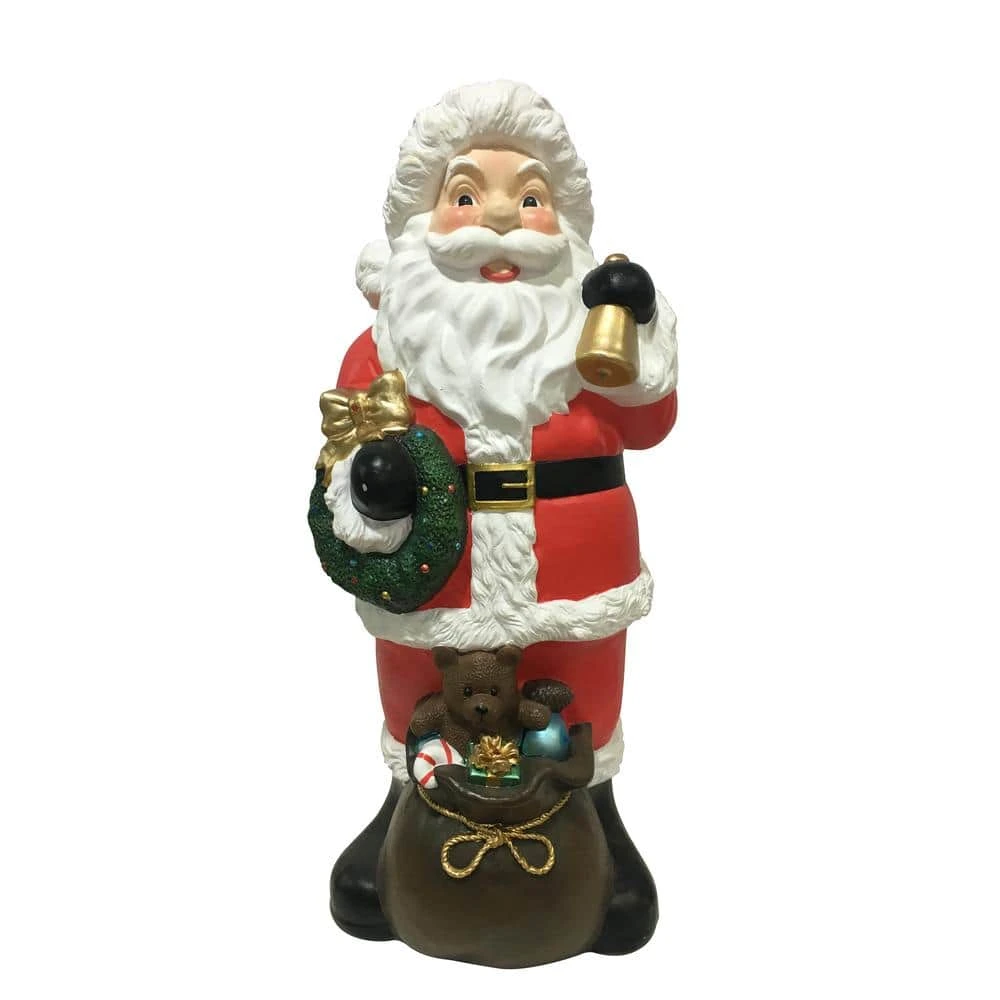 Home Accents Holiday 36 In. H Christmas Santa With Wreath And LED Lights 1 Home Accents Holiday 36 In. H Christmas Santa With Wreath And LED Lights