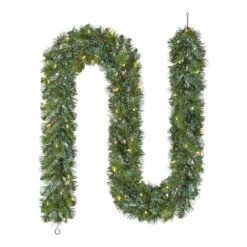 Home Accents Holiday 9 Ft. Wesley Long Needle Pine LED Pre-Lit Artificial Christmas Garland