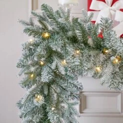 Home Accents Holiday 9 Ft Starry Light Battery Operated Flocked Frasier Fir LED Pre-Lit Garland With Timer -Northlight Shop home accents holiday christmas garland 2560130hd 1 66 1000