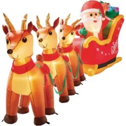 Home Accents Holiday 5 Ft. H X 14 Ft. L Airblown Inflatable Santa In Sleigh Scene -Northlight Shop home accents holiday christmas inflatables 115237 44 1000