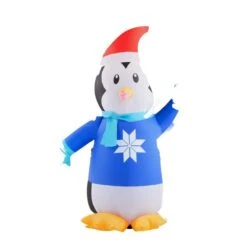 Home Accents Holiday 3.5 Ft Pre-Lit LED Inflatable Outdoor Penguin In Sweater