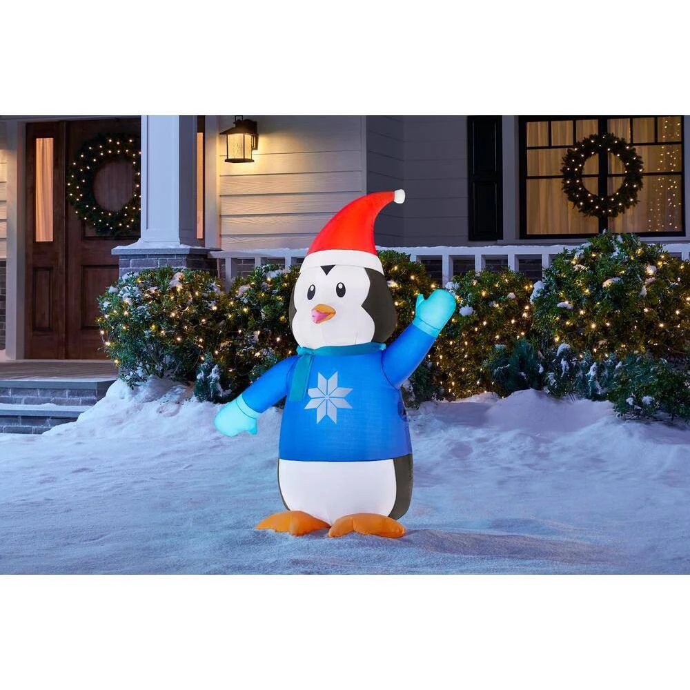 Home Accents Holiday 3.5 Ft Pre-Lit LED Inflatable Outdoor Penguin In Sweater 2 Home Accents Holiday 3.5 Ft Pre-Lit LED Inflatable Outdoor Penguin In Sweater - Image 2