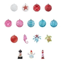 Home Accents Holiday 19-Count Multi-Colored Shatterproof Ornament Set Coastal -Northlight Shop home accents holiday christmas ornament sets 23su00134 40 1000